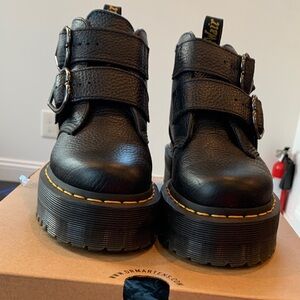 Dr. Martens Devon Heart Black Platform Ankle Boots